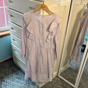 Madewell lilac light purple long sleeve ruffle key hole button dress✨